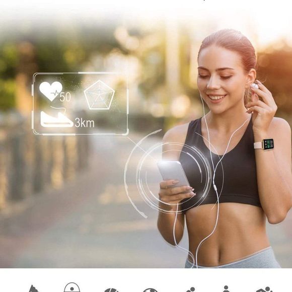 Popglory Smart Watch - 1.4" Full Touch Screen, Black - Picture 5 of 10